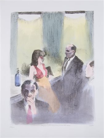 ALBERTO SUGHI (Cesena 1928 - Bologna 2012) "Senza titolo". Litografia a...