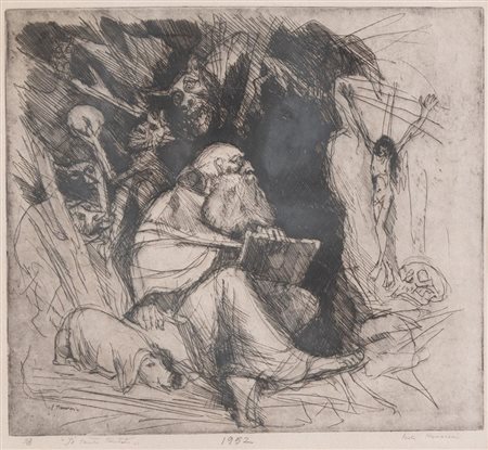 PAOLO MANARESI (Bologna 1908 - 1991) "Il santo tentato", 1952. Incisione ad...