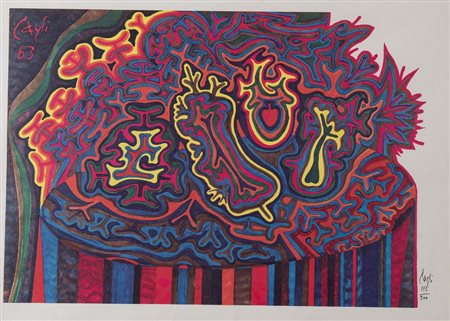 CORRADO CAGLI (Ancona 1910 - Roma 1976) "Senza titolo", 1963. Litografia a...