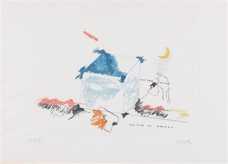 TANO FESTA (Roma 1938 - 1988) "Senza titolo". Litografia a colori su carta....