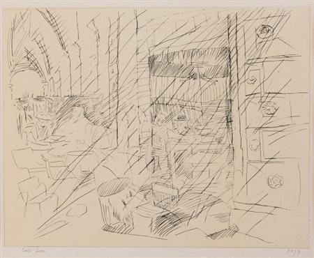 CARLO LEONI (Bologna 1925 - Vergato 1982) "Senza titolo". Litografia a colori...