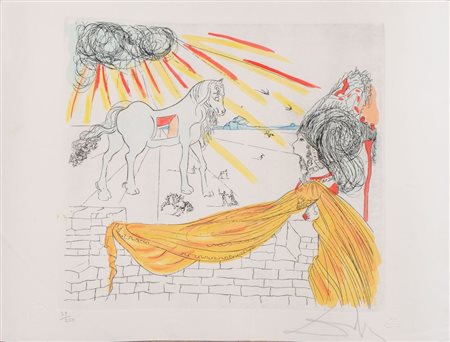 SALVADOR DALÍ (Figueres 1904 - 1989) "Helen and the Trojan horse". Litografia...