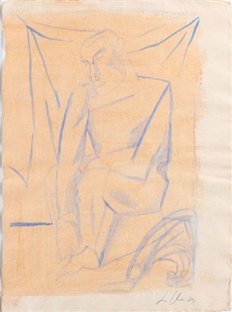 SANDRO CHIA (Firenze 1946) "Figura", 1989. Tecnica mista su carta. Cm 71x52....