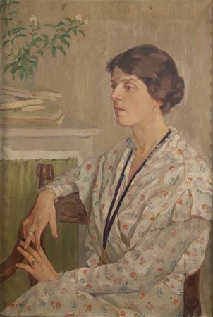 PAOLA SERRA ZANETTI (Budrio 1886 -1963) "Ritratto". Olio su tela. Cm 90x60....