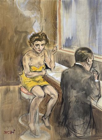 ALBERTO SUGHI (Cesena 1928 - Bologna 2012) "Il banco del bar", 2000 circa....