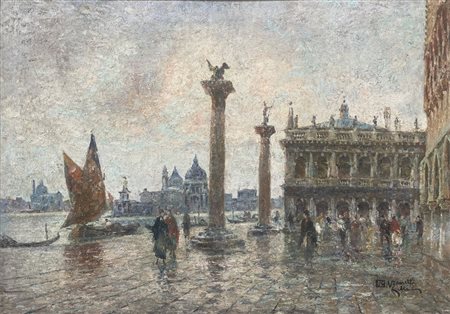 VITTORE ZANETTI ZILLA (Venezia 1864 - Milano 1946) "Veduta di Venezia". Olio...