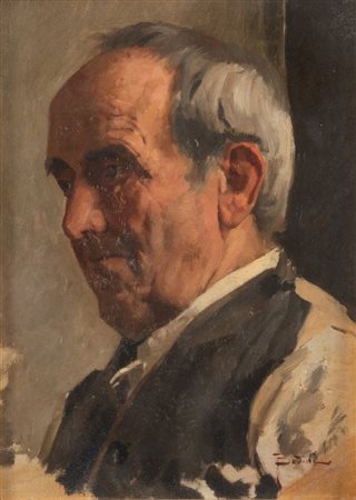 PAOLO BEDINI (Bologna  1844 - 1924) "Ritratto". Olio su tela. Cm 38,5x28....