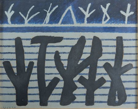 RICCARDO LICATA (Torino 1929 - Venezia 2014) "Composizione", 1989. Olio su...