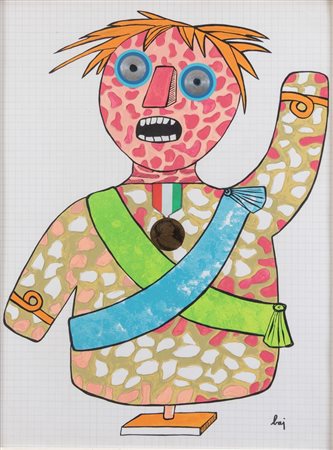 ENRICO BAJ (Milano 1924 - Vergiate 2003) "Generale". Tecnica mista su carta....