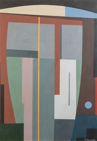 GIOVANNI KOROMPAY (Venezia 1904 - Rovereto 1988) "Cantiere", 1962. Olio su...