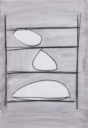 PAOLO ICARO (Torino 1936) "Senza titolo", 1990. Olio e acquerello su carta....