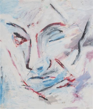 PIERO MANAI (Bologna 1951 -1988) "Volto", 1982. Olio su carta. Opera firmata...