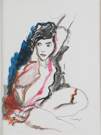 RENATO GUTTUSO (Bagheria 1911 - Roma 1987) "Senza titolo". Acquerello su...