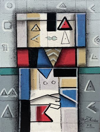 IBRAHIM KODRA (Ishëm 1918 - Milano 2006) "Idolo", 1972. Olio su tela. Cm...