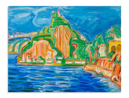 ENRICO BAJ (1924-2003) - Lago Maggiore a Caldè, 1947