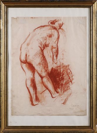 CARENA FELICE (1879 - 1966) Figura. 1925. Sanguigna. Cm 50,00 x 70,00. Firma...