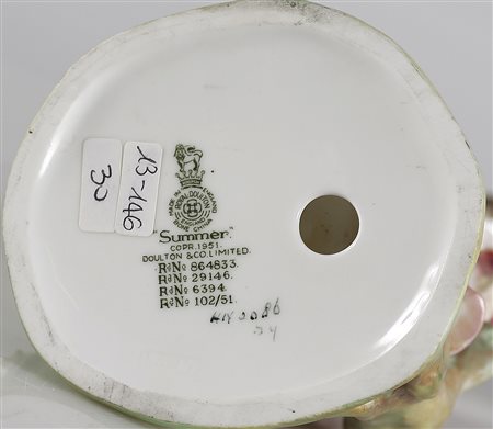 MANIFATTURA DEL XX SECOLO Summer. 1951. Ceramica. Cm 18,00. Alla base marchio...