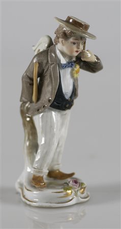 MANIFATTURA DEL XX SECOLO Angelo in abito elegante. Ceramica. Cm 8,50. Alla...