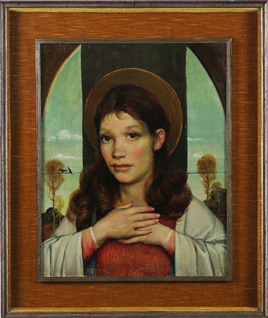 MUSITELLI GIULIO VITO (1901 - 1990) Ritratto femminile. Olio su tela . Cm...