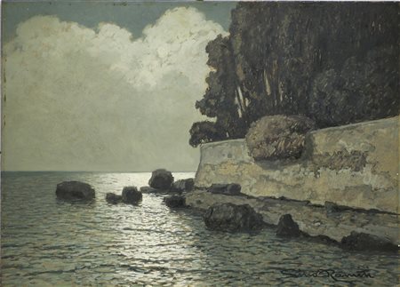 ROMITI GINO (1881 - 1967) Marina. Olio su faesite. Cm 38,90 x 27,80. Firma in...