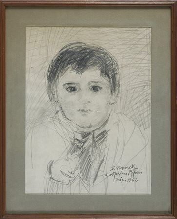 MARCH GIOVANNI (1894 - 1974) Volto di fanciullo. 1964. Matita su carta. Cm...