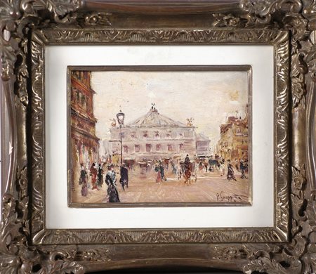 SCOPETTA PIETRO (1863 - 1920) Parigi. Olio su tela applicato su cartone. Cm...