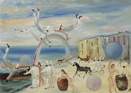 CORTIELLO MARIO (1907 - 1982) Senza titolo. Olio su tela . Cm 70,00 x 50,00.