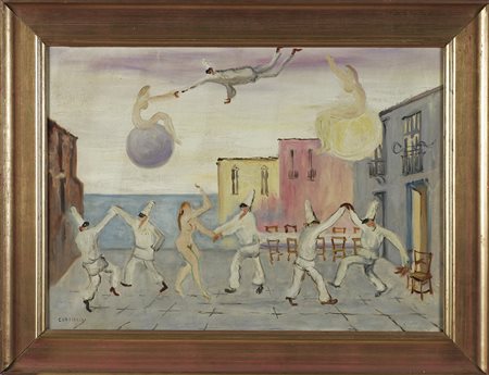 CORTIELLO MARIO (1907 - 1982) Senza titolo. Olio su tela . Cm 70,00 x 50,00....