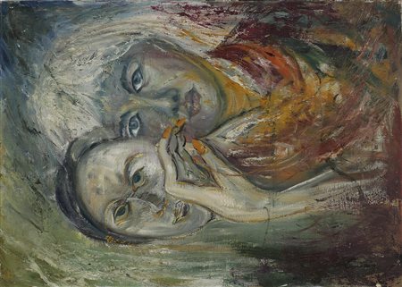 ANONIMO Senza titolo. Olio su tela . Cm 50,00 x 70,00. Firma illeggibile in...