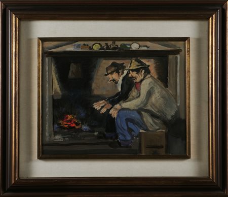 GAROSIO OTTORINO (1904 - 1980) Senza titolo. Olio su faesite. Cm 40,00 x...