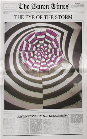 BUREN DANIEL (n. 1938) The eye of storm. 2005. Giornale. Cm 34,50 x 55,00....