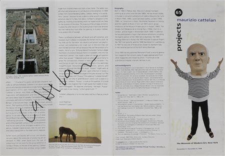 CATTELAN MAURIZIO (n. 1960) Senza titolo. 1998. Tecnica mista su carta. Cm...