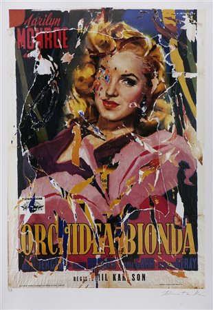 ROTELLA MIMMO (1918 - 2006) Orchidea bionda. Litodecollage. Cm 100,00 x...