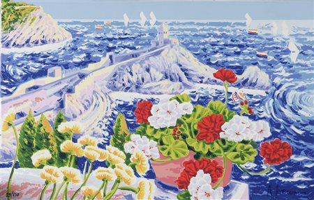 FACCINCANI ATHOS (n. 1951) Porto venere ed un momento di poesia. Serigrafia...