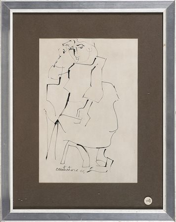 CANTATORE DOMENICO (1906 - 1998) Donna. Pennarello su carta. Cm 23,00 x...