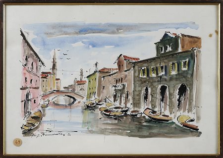 ANONIMO Venezia. 1966. Acquerello su carta. Cm 48,00 x 34,50. Firma e data in...