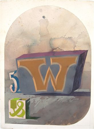 MAZA FERNANDO (n. 1936) Deya 23.08.76. 1976. Tempera su carta. Cm 56,00 x 77,00.