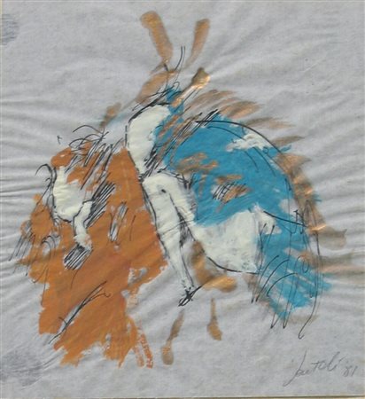 SANTOLI LEONARDO (n. 1959) Senza titolo. 1981. Tecnica mista su carta. Cm...