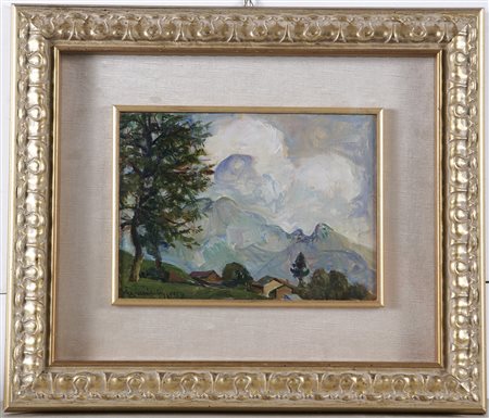 MUSITELLI GIULIO VITO (1901 - 1990) Val Seriana. 1979. Olio su cartone. Cm...