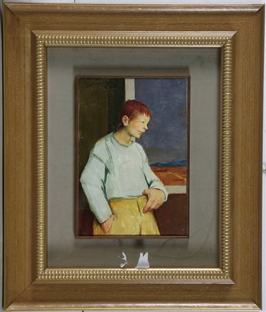 MUSITELLI GIULIO VITO (1901 - 1990) Ritratto di ragazzo. 1985. Olio su...