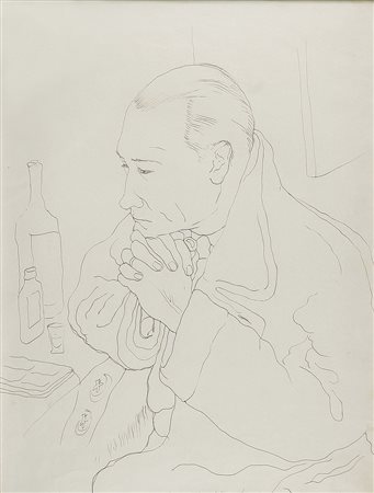 TOMIOLO EUGENIO (n. 1911) Pensatore. 1938. China su carta. Cm 47,00 x 63,00....