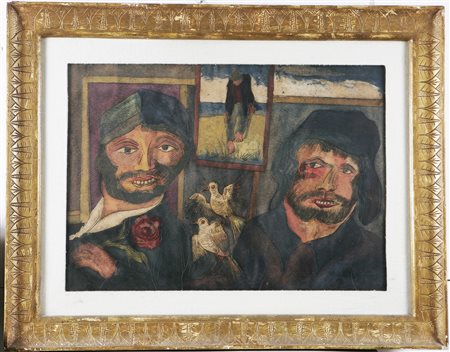 SERAFINI GIUSEPPE (1915 - 1987) Omaggio a Viani. Tecnica mista su cartone. Cm...