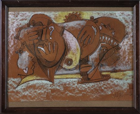 DELEGO MARTINO (n. 1956) Situazione di incertezza surreale. 1988. Tecnica...