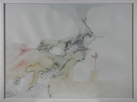 ANONIMO Senza titolo. Acquerello su carta. Cm 77,00 x 55,00. . Cornice presente