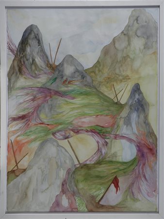 ANONIMO Senza titolo. Acquerello su cartoncino. Cm 55,00 x 77,00. . Cornice...