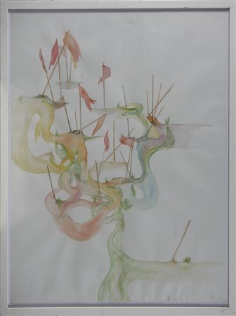 ANONIMO Senza titolo. Acquerello su cartoncino. Cm 55,00 x 77,00. . Cornice...