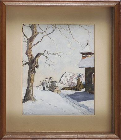 ANONIMO Senza titolo. 1939. Acquerello su cartoncino. Cm 20,00 x 25,00. Firma...