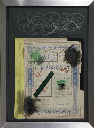 CHIARI GIUSEPPE (1926 - 2007) Locandina Thais. Tecnica mista e collage su...