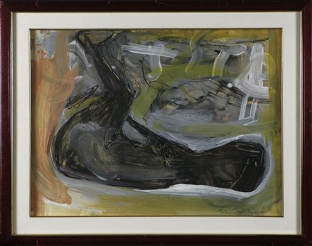 MOLDOVAN SIMON Senza titolo. Olio su cartone. Cm 80,00 x 60,00. Firma in...