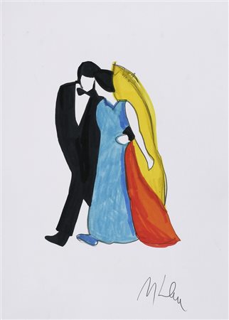 LODOLA MARCO (n. 1955) Senza titolo. Pennarelli su cartoncino. Cm 24,00 x...